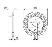 Bosch BD2403 Brake Disc Set - 316 mm Vented Discs - Rear Axle - ECE-R90 Certified - Good Cooling, Reliable Braking, Corrosion Protection - 1 Set of 2 Discs