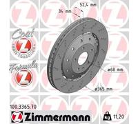 ZIMMERMANN FORMULA Z COAT Z Brake disc 100.3365.70 365 34 6/5 5 112 Vented, Perforated, two-part brake disc Coated Alloyed/High-carbon