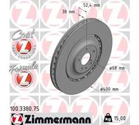 2x Brake disc Vented 100.3380.75 ZIMMERMANN for AUDI A7 Sportback A6 C7 A8 D4