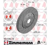 2x Brake disc Vented 100.3382.70 ZIMMERMANN for AUDI A6 C7 Avant A7 Sportback