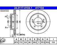 2x Brake disc Vented 24.0117-0104.1 ATE for SUZUKI VITARA / ESCUDO