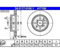 2x Brake disc Vented 24.0117-0106.1 ATE for OPEL SUZUKI SUBARU