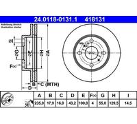 2x Brake disc Vented 24.0118-0131.1 ATE for TOYOTA YARIS/VITZ