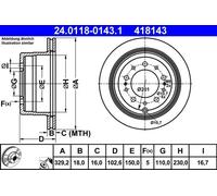 2x Brake disc Vented 24.0118-0143.1 ATE for TOYOTA LEXUS