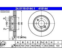 2x Brake disc Vented 24.0118-0144.1 ATE for KIA HYUNDAI
