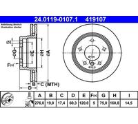 1X Brake disc ATE 24.0119-0107.1 for BMW 3 (E46) 2 1998-2001
