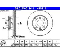 2x Brake disc Vented 24.0119-0114.1 ATE for HYUNDAI ACCENT II Saloon ACCENT II