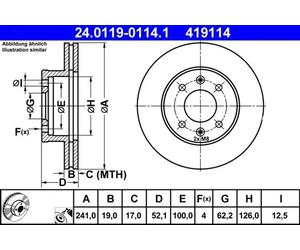 2x Brake disc Vented 24.0119-0114.1 ATE for HYUNDAI ACCENT II Saloon ACCENT II