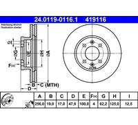 2x Brake disc Vented 24.0119-0116.1 ATE for HYUNDAI GETZ