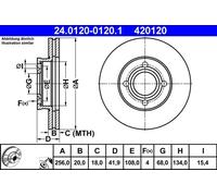 Fits ATE 24.0120-0120.1 Brake disc 1 pc. 24.0120-0120.1 Brake disc fr ⭐UK Stock⭐