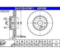 2x Brake disc Vented 24.0120-0169.1 ATE for MAZDA MX-5 MX-5 Mk II