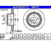2x Brake disc Vented 24.0120-0171.1 ATE for OPEL OMEGA B OMEGA B Estate