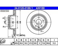 2x BRAKE DISC 24.0120-0188.1 FOR JAGUAR Vanden/Plas XJ/ESPORTIVO XK 3.2L 6cyl XJ