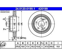 2x Brake disc Vented 24.0120-0199.1 ATE for MERCEDES-BENZ E-CLASS 124 T-Model
