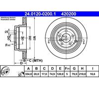 2x Brake disc Vented 24.0120-0200.1 ATE for LAND ROVER RANGE ROVER Mk III