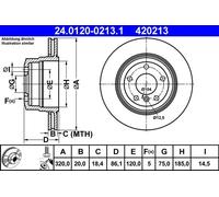 ATE Brake Disc 24.0120-0213.1 for BMW 5 (E60) 2005-2007 - 1X