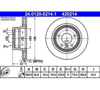 Brake disc ATE 24.0120-0214.1 for BMW 1 Coupe (E82) 3.0 2007-2013