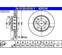 2x Brake disc Vented 24.0120-0216.1 ATE for SUZUKI SWIFT III