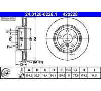 2x Brake disc Vented 24.0120-0228.1 ATE for BMW Z4 Roadster