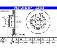 2x Brake disc Vented 24.0120-0234.1 ATE for BMW X3 X4