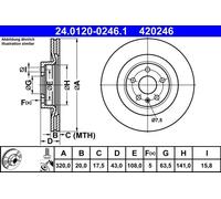 Brake disc ATE 24.0120-0246.1 for VOLVO V60 II (225) 2.0 2018-2021