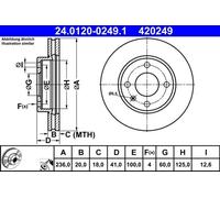 ATE Brake Disc 24.0120-0249.1 - Vented - for Vauxhall/Opel Karl Viva - 2 pcs
