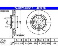 2x Brake disc Vented 24.0120-0256.1 ATE for LAND ROVER JAGUAR