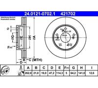ATE Brake Disc 24.0121-0702.1 – 2x for Honda Civic VII/VIII, CR-Z