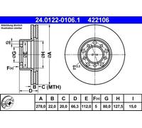 2x Brake disc Vented 24.0122-0106.1 ATE for MERCEDES-BENZ S-CLASS SL SL Coupe