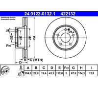 2x Brake disc Vented 24.0122-0132.1 ATE for MERCEDES-BENZ C-CLASS