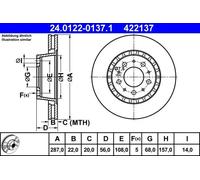 2x Brake disc Vented 24.0122-0137.1 ATE for VOLVO 740 760 740 Kombi 760 Kombi