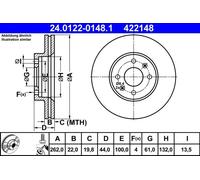 ATE 24.0122-0148.1 Brake disc