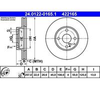 2x Brake disc Vented 24.0122-0165.1 ATE for MAZDA 323 S Mk IV 323 C Mk IV