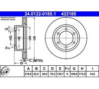 2x Brake disc Vented 24.0122-0185.1 ATE for TOYOTA LAND CRUISER COLORADO