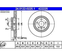 ATE 24.0122-0225.1 Brake disc