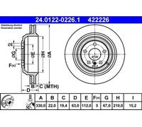 2x Brake disc Vented 24.0122-0226.1 ATE for MERCEDES-BENZ R-CLASS GL-CLASS