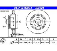 ATE Brake Discs 24.0122-0229.1 - Vented for Mercedes-Benz S-Class S 280 - 2 pcs