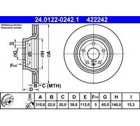 ATE Brake Disc 24.0122-0242.1 – Vented – For Audi TT (2007–2014)