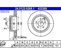 2x Brake disc Vented 24.0122-0268.1 ATE for NISSAN INFINITI