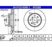 ATE Front Brake Disc 24.0122-0280.1 (55311-68L00) Vented for Suzuki SWIFT IV