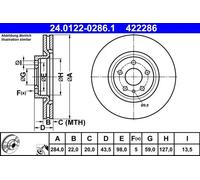 2x Brake disc Vented 24.0122-0286.1 ATE for FIAT 500L