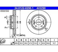 ATE Brake disc 24.0122-0290.1 280,0 22,0 5 114,3 Vented Coated SUZUKI: Vitara IV Off-Road, SX4 II S-Cross