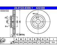 ATE Vented Brake Discs 24.0122-0300.1 for Fiat 124 Spider 1.4