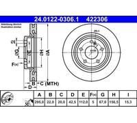 ATE Brake Discs 24.0122-0306.1 - Vented Set of 2 for Mercedes-Benz A-Class A 220 4MATIC