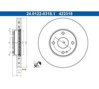 2x Brake disc Vented 24.0122-0318.1 ATE for MAZDA 2 Hatchback MX-5 IV