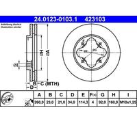 2x Brake disc Vented 24.0123-0103.1 ATE for ROVER HONDA