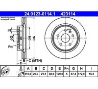 2x Brake disc Vented 24.0123-0114.1 ATE for SAAB OPEL CHEVROLET