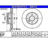 ATE 24.0124-0113.1 Brake disc