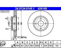 ATE 24.0124-0149.1 Brake disc
