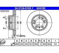 2x Brake disc Vented 24.0124-0165.1 ATE for PORSCHE BOXSTER